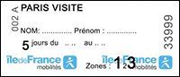 Métro Ticket Paris Visite