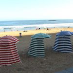 Strand in Biarritz mit Windschutz