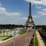 Blick auf den Eiffelturm Jardins de Trocadero